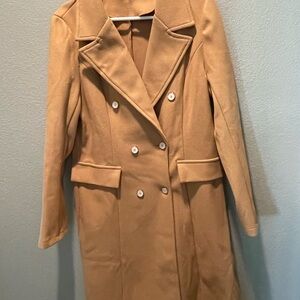 Joie Tan Double-Breasted Trench Coat